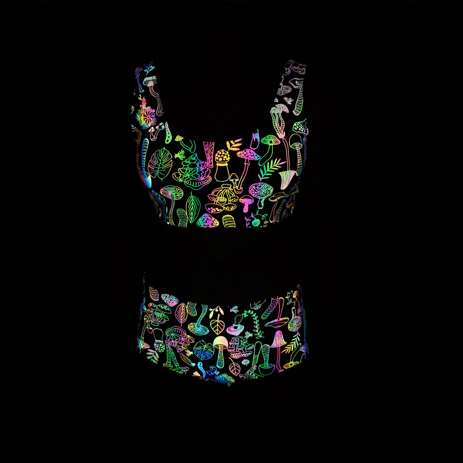 

Women' Swimwear 2022 Floral Printed Colorful Reflective Bikini Women Fashion Sexy Rainbow Color Shiny Reflect Light Swimwear Biquini, Pullover