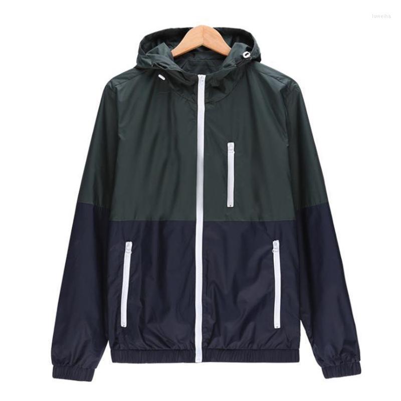 

Men's Jackets Causal Men Jacket Windbreaker Lightweight Clothes Hooded Contrast Color Zipper Outwear Casual Autum Coat, Red