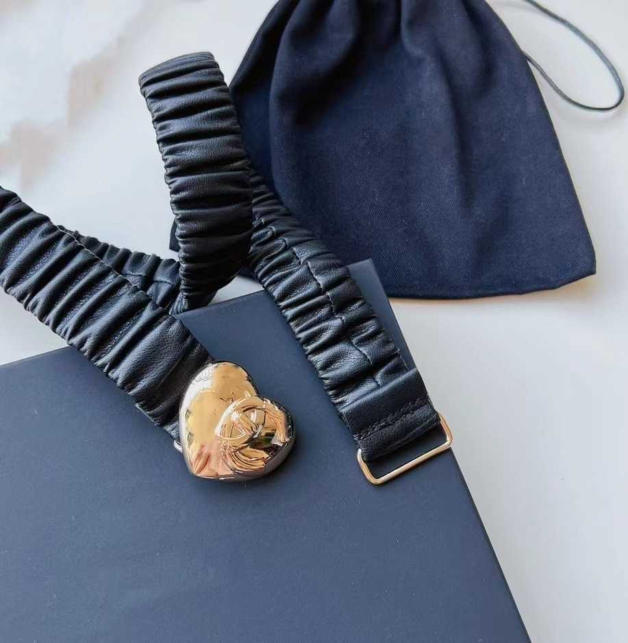 

Belts Love Belt Lambskin Elastic Belt INS Wind Rhombic Plaid Cowhide Peach Heart Buckle Xiaoxiang, Black