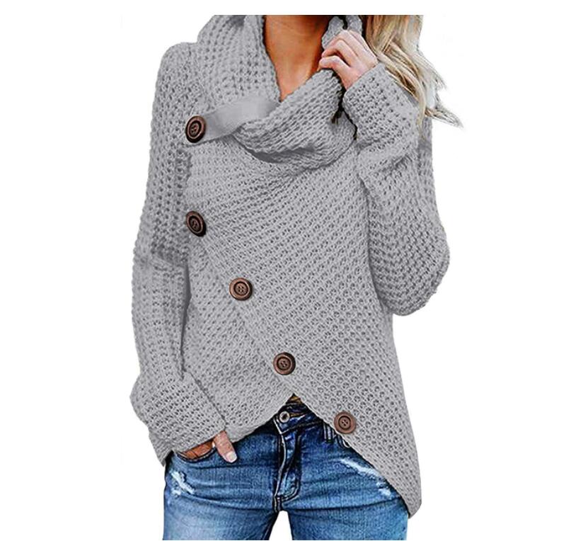 

Women's Sweaters Winter Pullover Turtleneck Fall Ladies Knitted White Green Top Female Fashion Woman Jumper Basic Button Oversized, 01