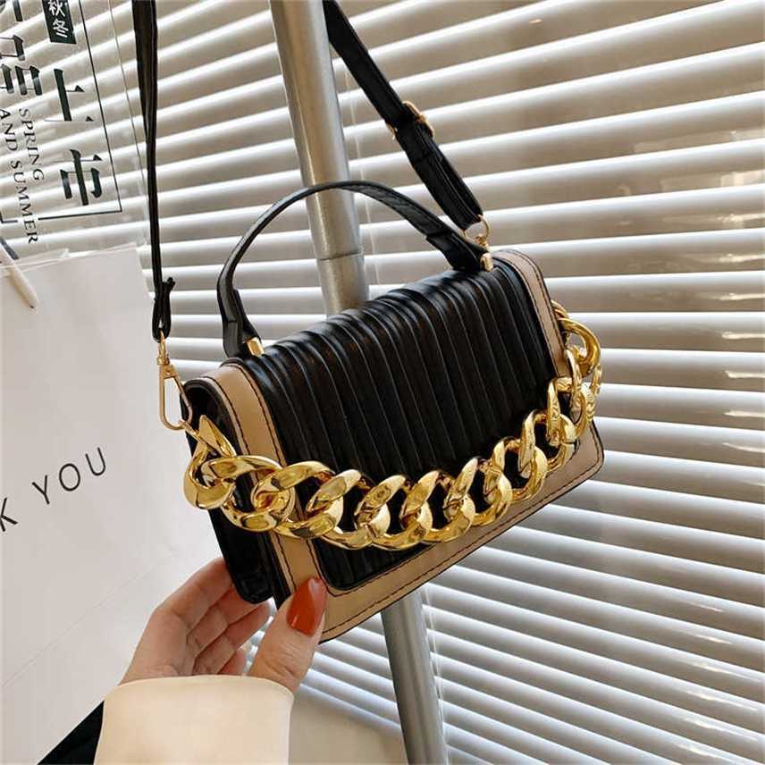 

Messenger Bags 2022 new small temperament women's fold style Chain Handbag simple sling single Shoulder Messenger Bag, White