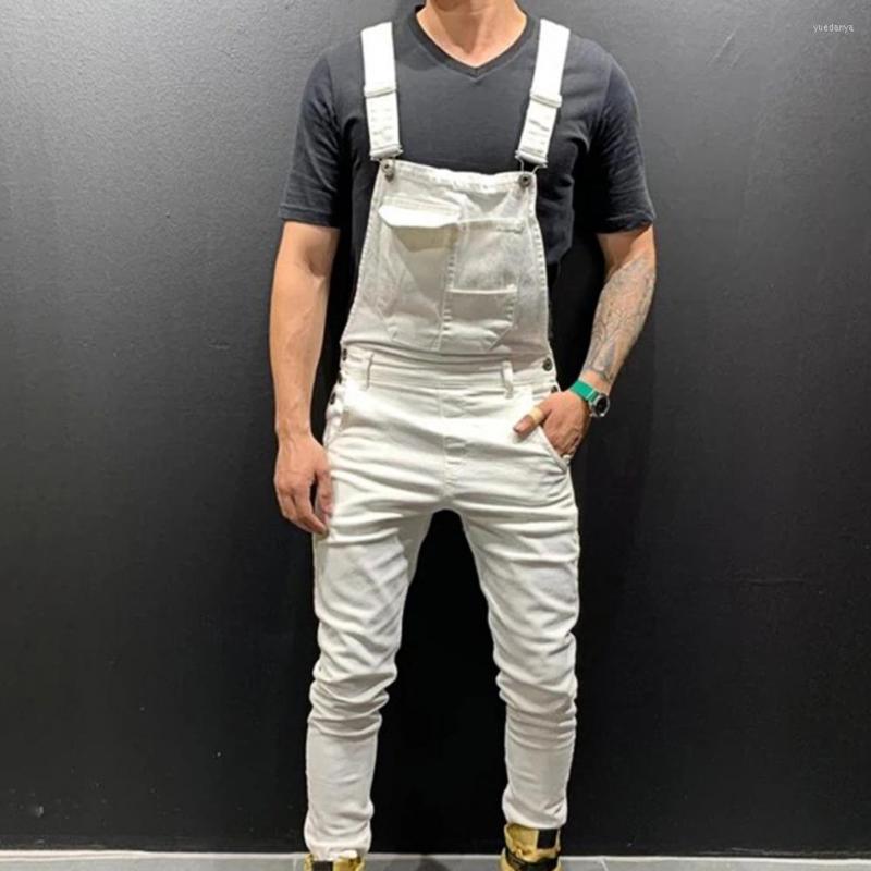 

Men's Pants Casual Men Jumpsuit Streetwear Long Full Length Solid Color Straight Overalls Skin-friendly, Beige
