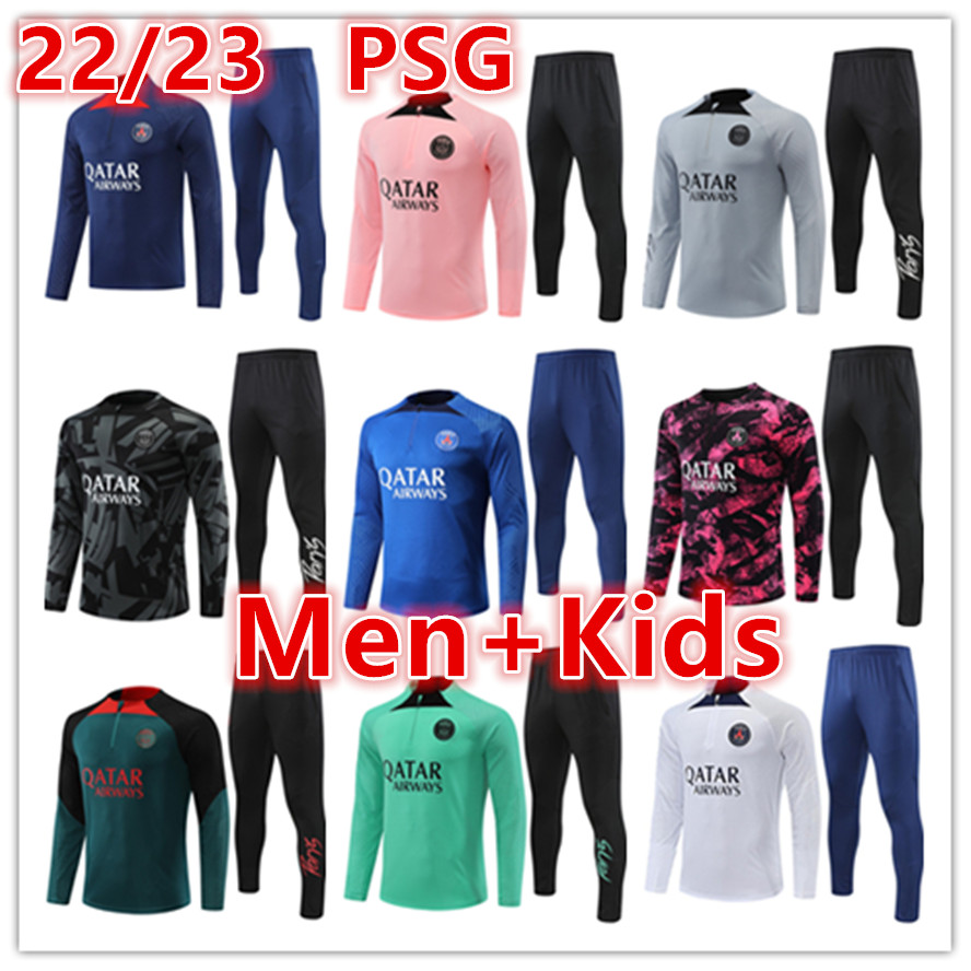 

22 23 psgs tracksuit 2022 2023 MBAPPE MessiS kids and men player version tracksuits training suit long sleeve Football soccer Jersey kit uniform chandal adult boys, 18