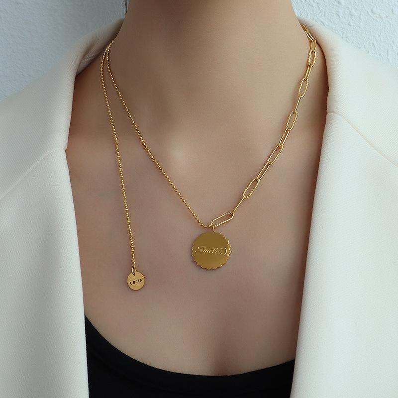 

Pendant Necklaces 2022 Arrival Marka French Brand Gear Letters Tassel Necklace Choker Woman 316L Stainless Steel Accessory Never Fade