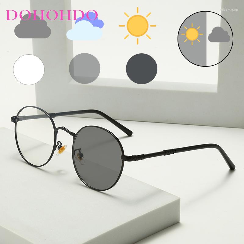 

Sunglasses 2023 Round Metal Frame Pochromic Glasses Ultralight For Women Men UV400 Eyewear DOHOHDO Gafas