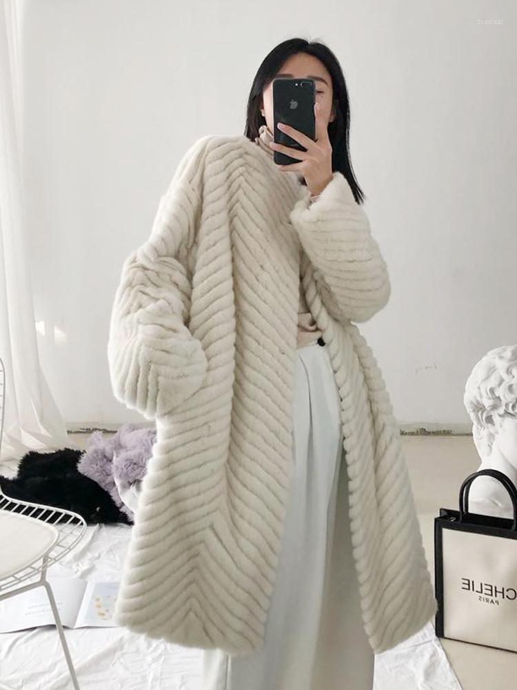 

Women' Fur 2022 Fashion Warm Imitation Mink Velvet Coat Mid-length Winter, White-short