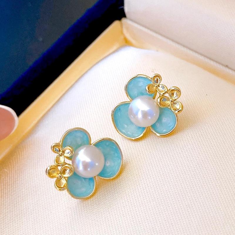 

Stud Earrings 2022 Blue Color 4-5mm Mini Natural Pearl Freshwater Jewelry Gifts