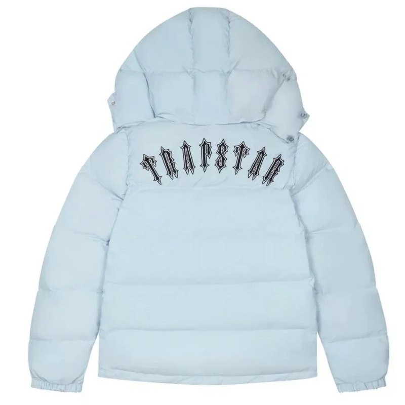 

UK Designer Jacket men Cropped Irongate Detachable Hooded Puffer Baby Blue Coat High Street Fashion, Sky blue2