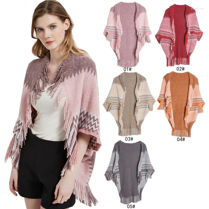 

Scarves Winter Women Sweater Cuff Bat Shirt Knitted Sweaters Ladies Poncho Knitting Cardigan Coat Female Casual