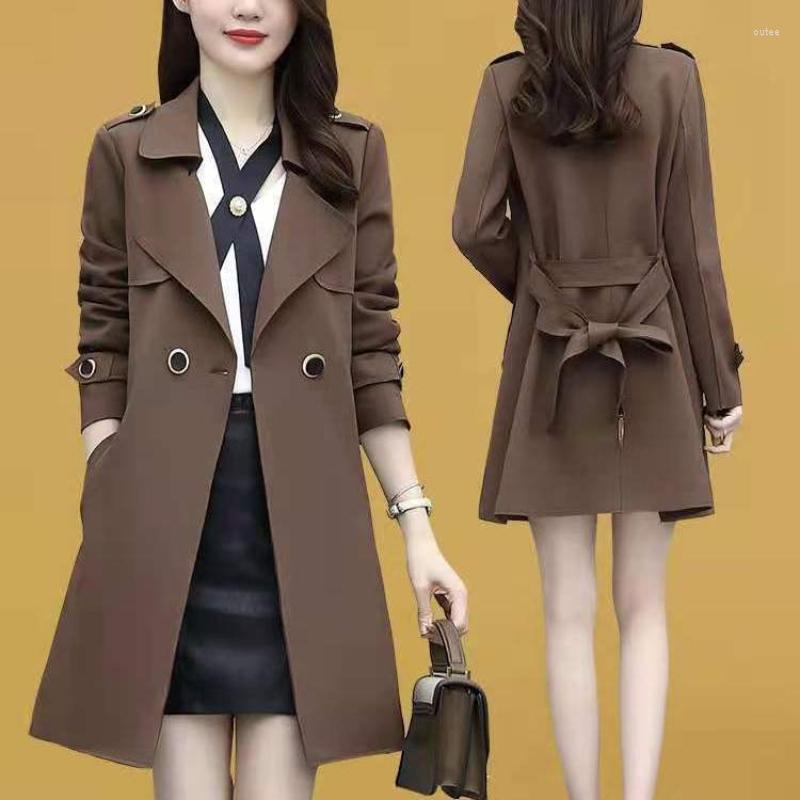 

Women's Trench Coats Women's Mid-length Coat British Style 2022 Spring And Autumn Double Breasted Jacket Khaki Windbreaker Clothing