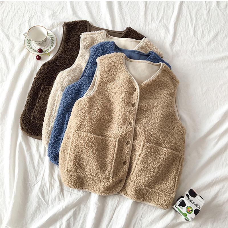 

Women' Vests Vest Woman V-Neck Korean Style Women Veste Mujer Jersey Pocket Streetwear Tank Top 2022 Autumn & Spring, Blue