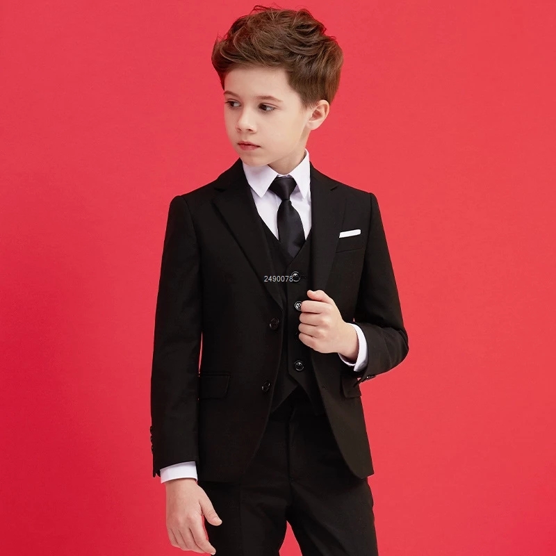 

Boys Black Wedding Suit Kids Formal Blazer Clothing Set Gentleman Children Day Graduation Chorus Performance Dress Costume, Custom made from color chart