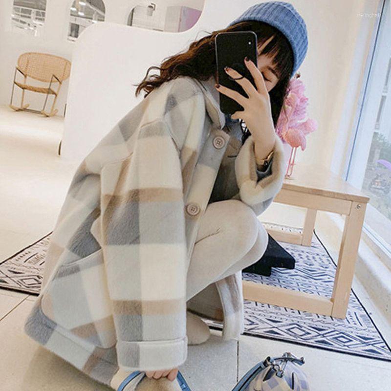 

Women' Down 2023 Autumn Winter Fleece Jackets Wool Blends Faux Fur Outerwear Female Overcoat Jacket Coat Womens Vintage Fashion, Beige
