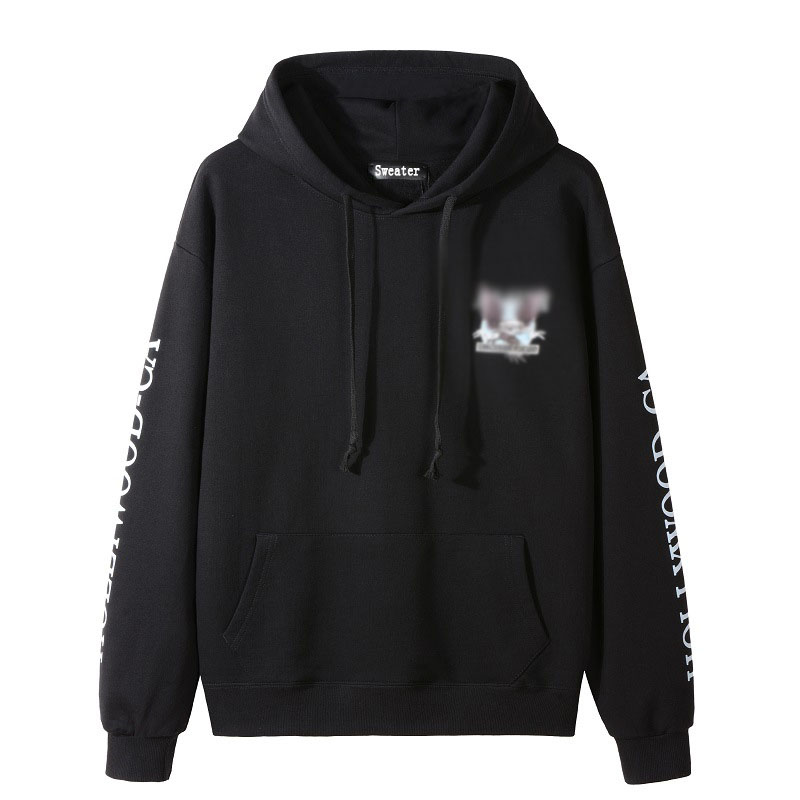 

Men's Hoodies & Sweatshirts Pocketed flying eagle print casual spot hooded star print sweatshirt, Black