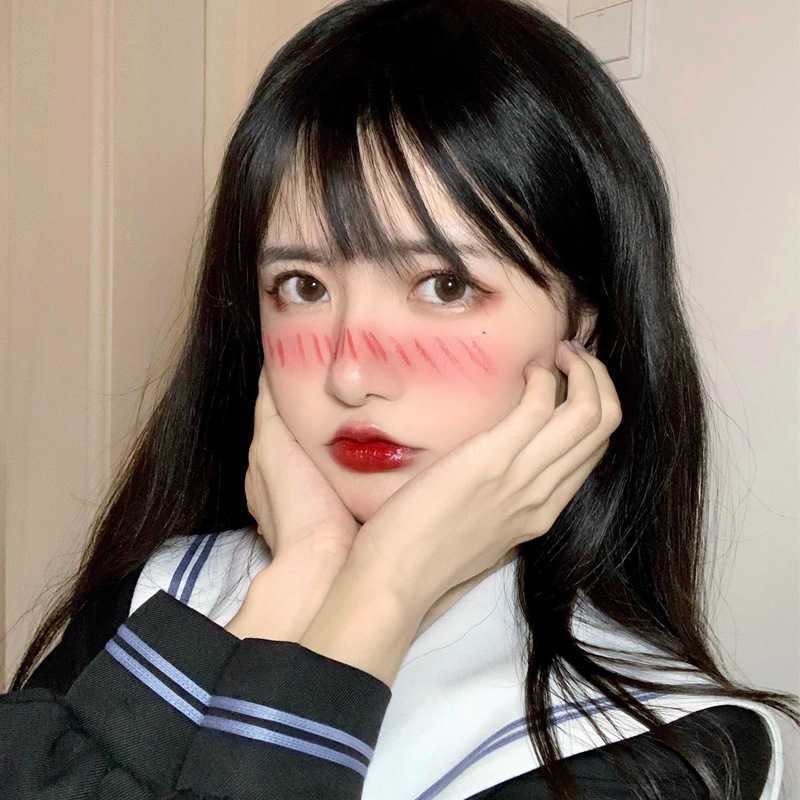 

Hair Lace Wigs Wig Female Black Straight Air Bangs Repair Face Net Red Shoulder gth Clavicular Medium Long Hair Chemical Fiber Headgear, Purple