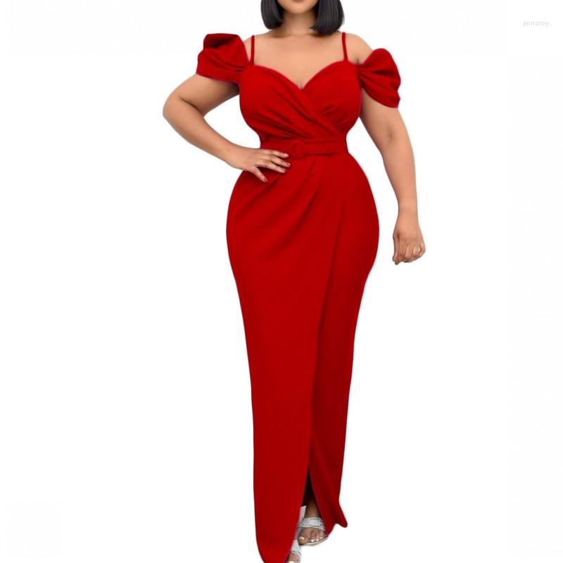 

Casual Dresses Sexy Banquet Evening Dress 2022 Summer Women' Solid Color Strapless Waist Long Fashion Sling Split Bridesmaid Costume, Black