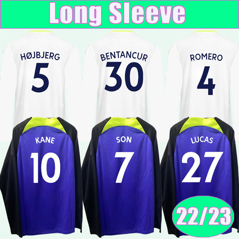 

22 23 SANCHEZ SON Mens Soccer Jerseys Home White Away New HOJBJERG Football Shirt KANE LUCAS BENTANCUR Adult Long Sleeve Uniforms, Cx9697 22 23 home no patch