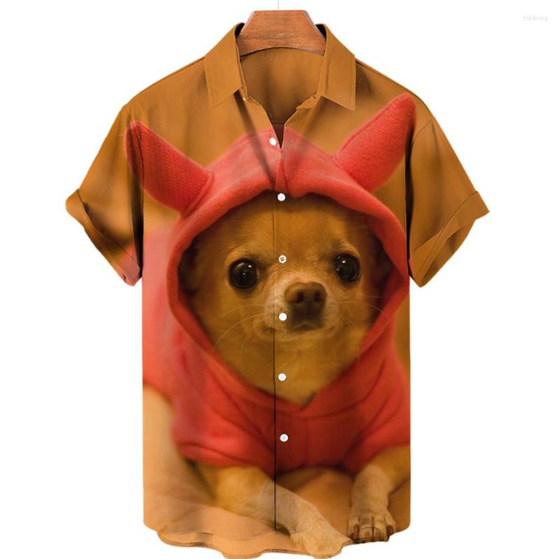 

Men's Casual Shirts Women's Hawaiian 3D Cute Dog Print Puppy Pattern Men Girls And Male Short Sleeves Loose Tops 5XL, Zf-0267