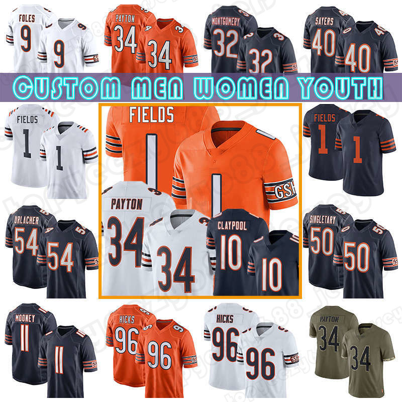 

11 Darnell Mooney Football 1 Justin Fields Jersey Chase Claypool Walter Payton Cole Kmet Eddie Jackson Brian Urlacher Chicago Bears David Montgomery Robert Quinn, Custom women (x d)