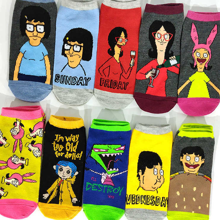 

Socks Hosiery Funny Ankle Cartoon Socks Women Happy Low Cut Movie Anime Wine Burger Character Couple Fuzzy Socks T221102, 10
