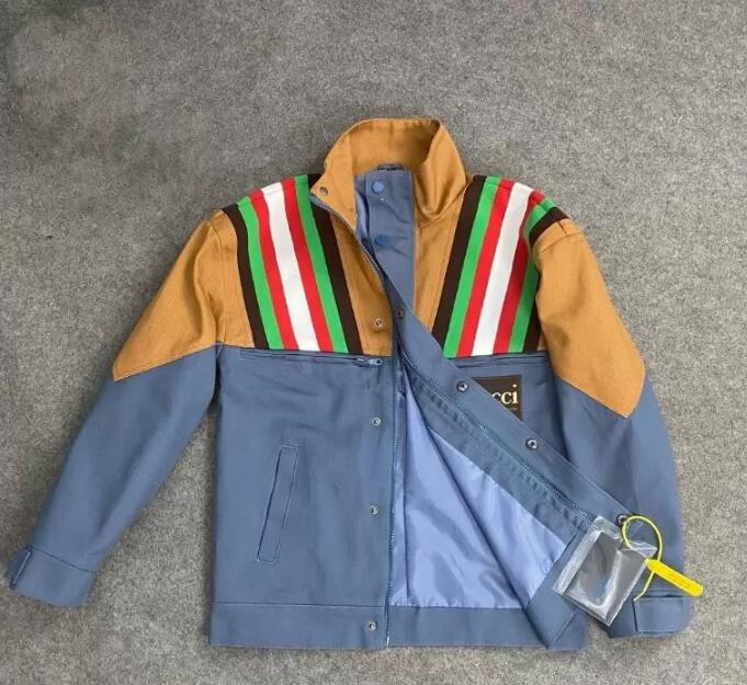 

2023 G spring jackets for men women loose casual stripe jacket coat zipper size3XL, Khaki