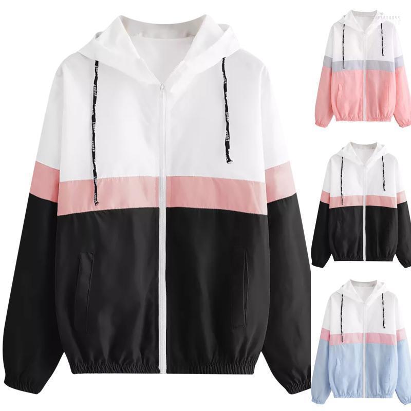 

Women's Hoodies Women's & Sweatshirts Fashion Women Long-sleeved Pocket Color-block Elastic Band Patchwork Waist Hooded Jacket Roupas, Bk