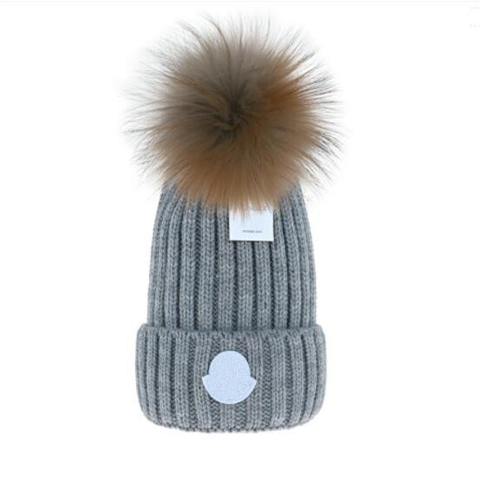 

Designer Winter Knitted Beanie Woolen Hat Women Chunky Knit Thick Warm faux fur pom Beanies Hats Female Bonnet Beanie Caps 11 colors AAA, Pink