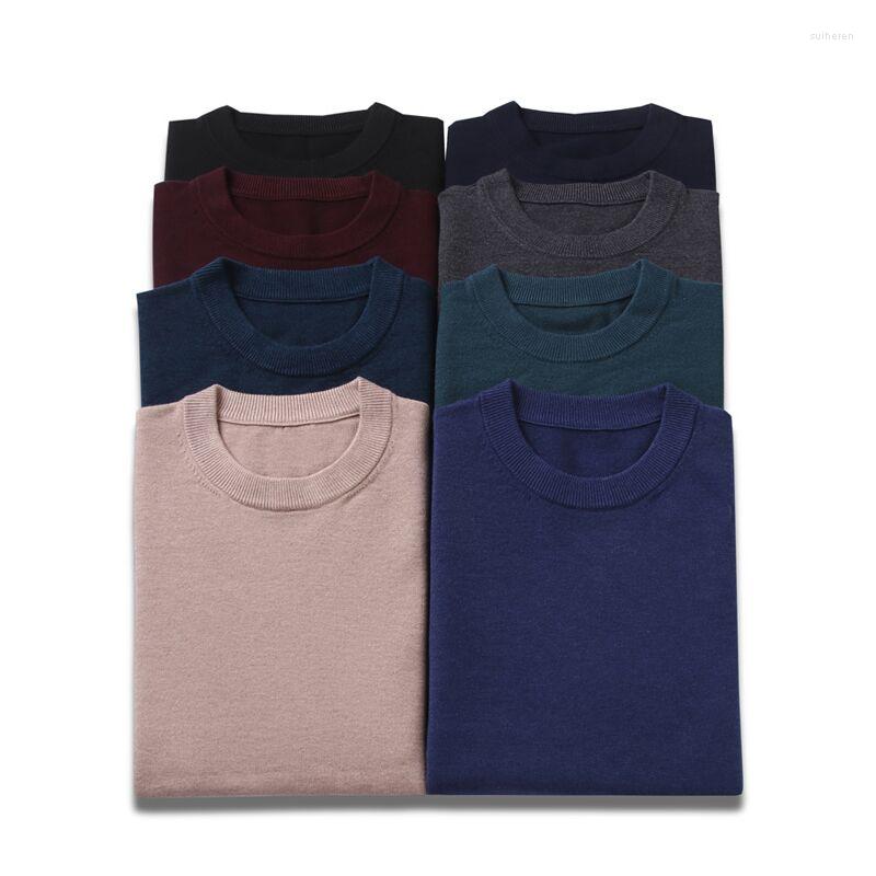 

Men's Sweaters 15 Colors Autumn Winter Men's Thick Crewneck Sweater Fashion Casual Solid Color Knitwear Warm Pullover Male Brand, Black