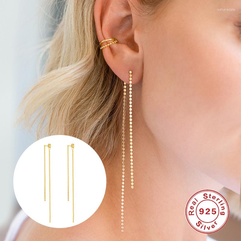 

Stud Earrings AIDE INS 925 Sterling Silver Piercing Chain Tassel For Women Korean Personality Gold Plated Luxury Brincos Aretes
