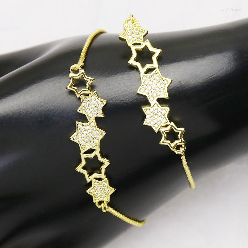 

Link Bracelets 10pcs Star Gold Charms Metal Charm Zircon Accessories Connectors For Women 8394