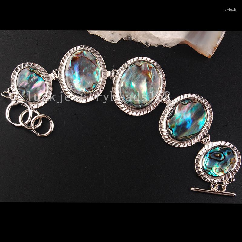 

Link Bracelets Fashion Jewelry Beautiful Mother Of Pearl Shell Round Women Men Bracelet 7-9" FG6501