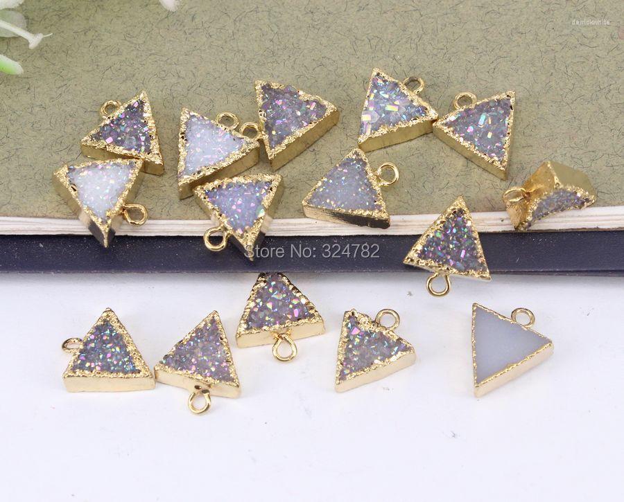 

Pendant Necklaces 10pcs Small Size Nature Stone Triangle Beads In AB Color Charm Gem For Jewelry Making