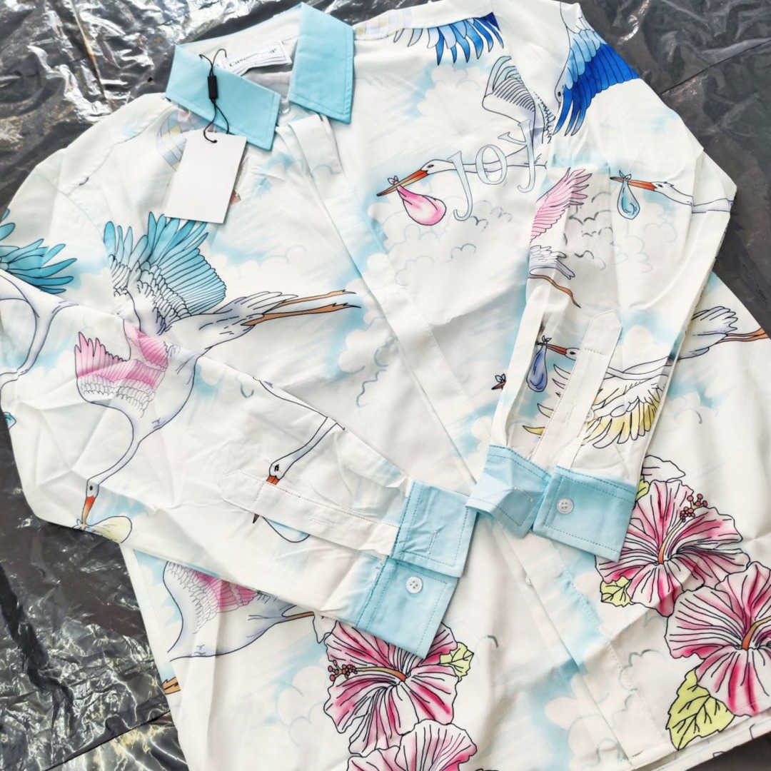 

Casa mens casual shirt Casablanc designer shirts long sleeved tshirt printed lapel silk Shirt men women hip hop fashion sweatshirt 333, Casa-8