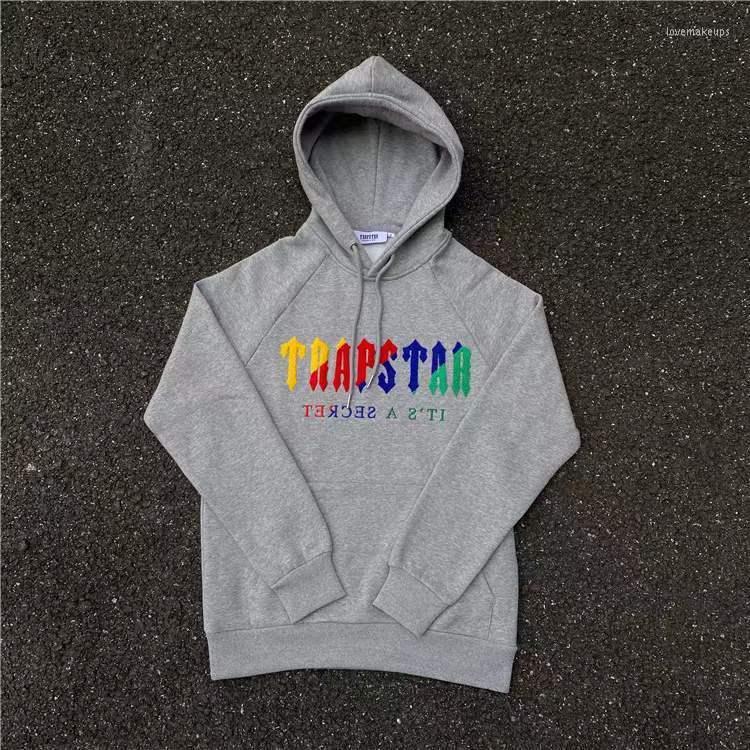 Men&#039;s Hoodies Embroidered Hoodie Rainbow Towel Plush High Street Leg Zipper Casual Pants Set Fashion-image-816817850