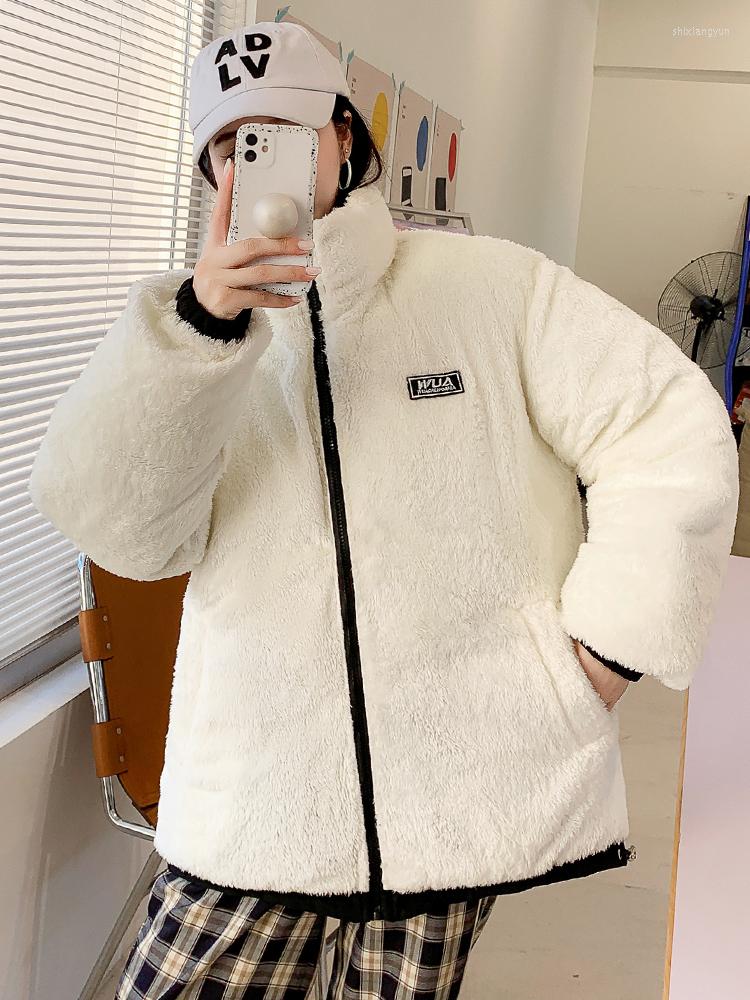 

Women' Trench Coats 2022 Double Sides Women Winter Jacket Stand Collar Lambswool Warm Thicken Female Coat Parka Solid Oversized, Blue