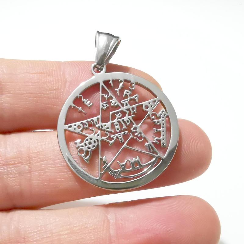

Pendant Necklaces 5pcs Lot Religious Wicca Paganism Scripture Necklace Stainless Steel Jewelry No Chain