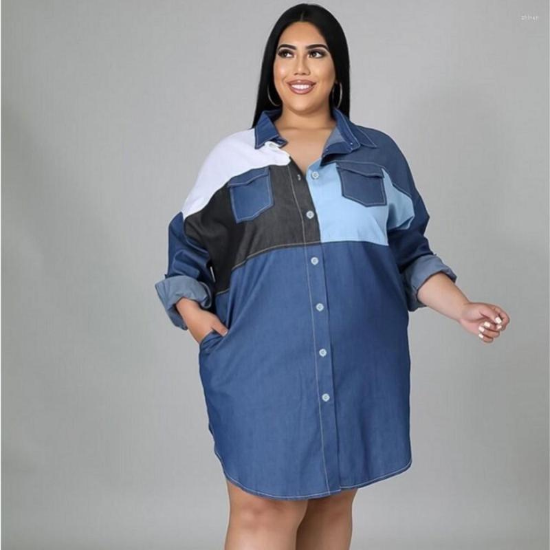 

Women' Blouses Blue Denim Long Sleeve Shirt Casual Women' Loose Personality Fashion Pocket Single Breasted Lapel Top Spring 2022