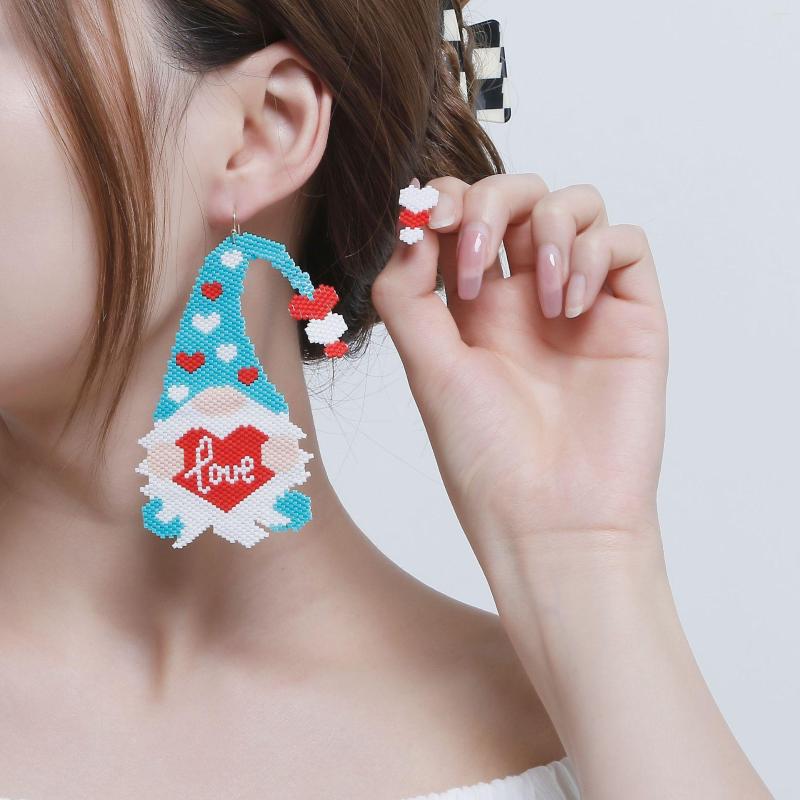 

Stud Earrings Rice Bead Hand Beaded Christmas Asymmetry Pearl Personality Bohemia Geometry Alloy Ma'am Tassel