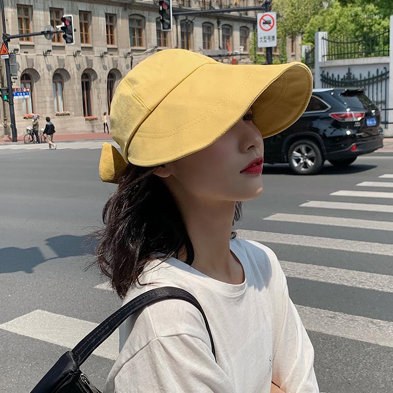 

Berets Summer Hat Women With Big Bow Sun Uv Protection Fisherman Cap Bucket Wide Brim Sunhat Female Korean Folding, Black