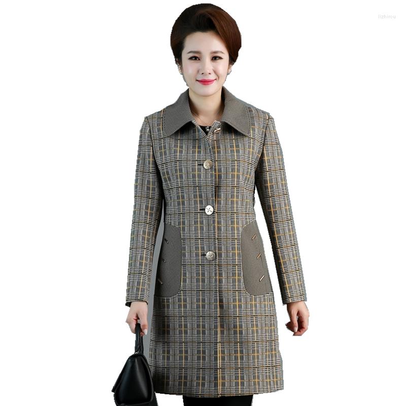 

Women's Trench Coats Trending Products 2022 Classic Coat Women Large Size Windbreaker High Quality Lattice Autumn Middle Age Clothes 03, Coffee plaid