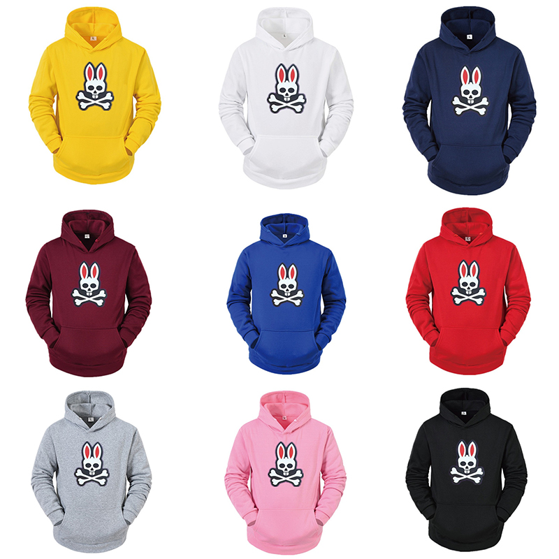 

Mens black sweatshirts womens hoodies pullover hooded loose sweater street psycho bunny letter design Simple style couple outfit unisex plus size white hoodies 3XL
