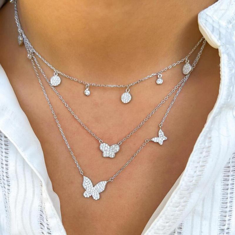 

Choker Cute Lovely Animal Design Micro Pave 5A CZ Cubic Zirconia 2PC Butterfly Charm Women Delicate Dainty Fashion Necklace