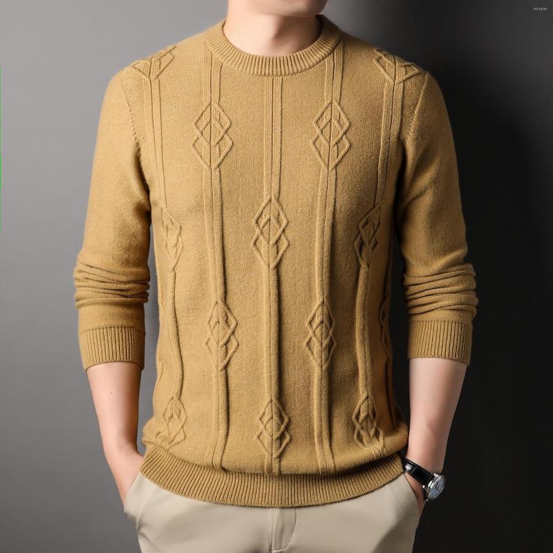 

Men's Sweaters Luxurious High-end Jacquard Round Neck Sweater For Men's Autumn And Winter Trend Korean Casual Simple Warm Knitting, Black