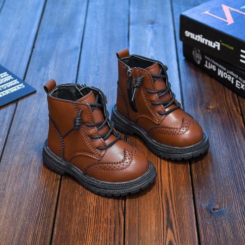

Boots COZULLAA Children Shoes Autumn Winter Kids Classic Lace-Up Ankle Baby Boys Girls Brogue Leather Toddler Short, Black