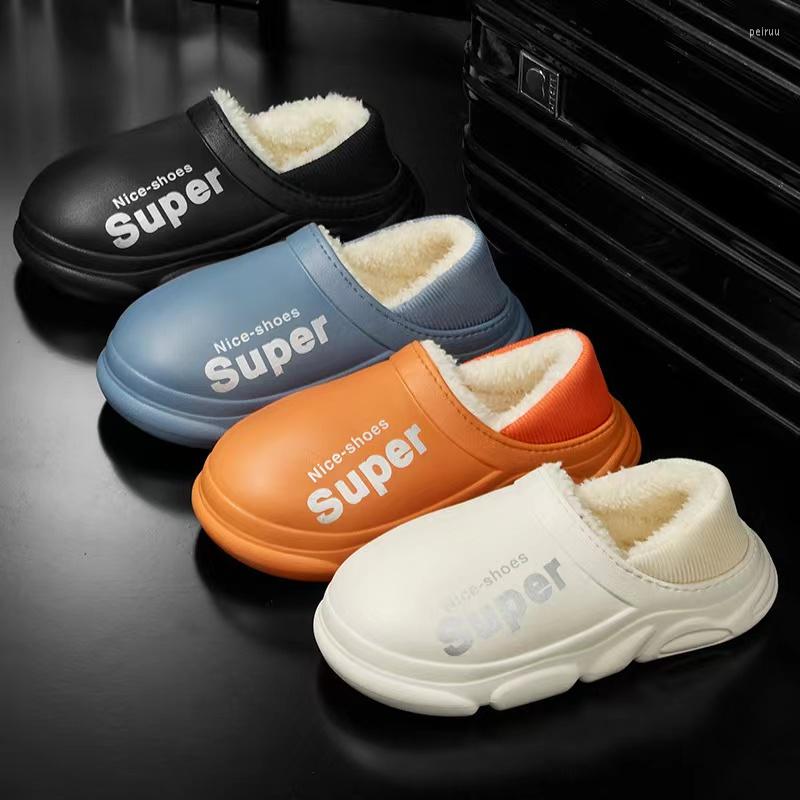 

Slippers ARIS ALLENMen's And Women's Autumn Winter Cotton Shoes Couple Bag Root Waterproof Plus Velvet Warm, Orange