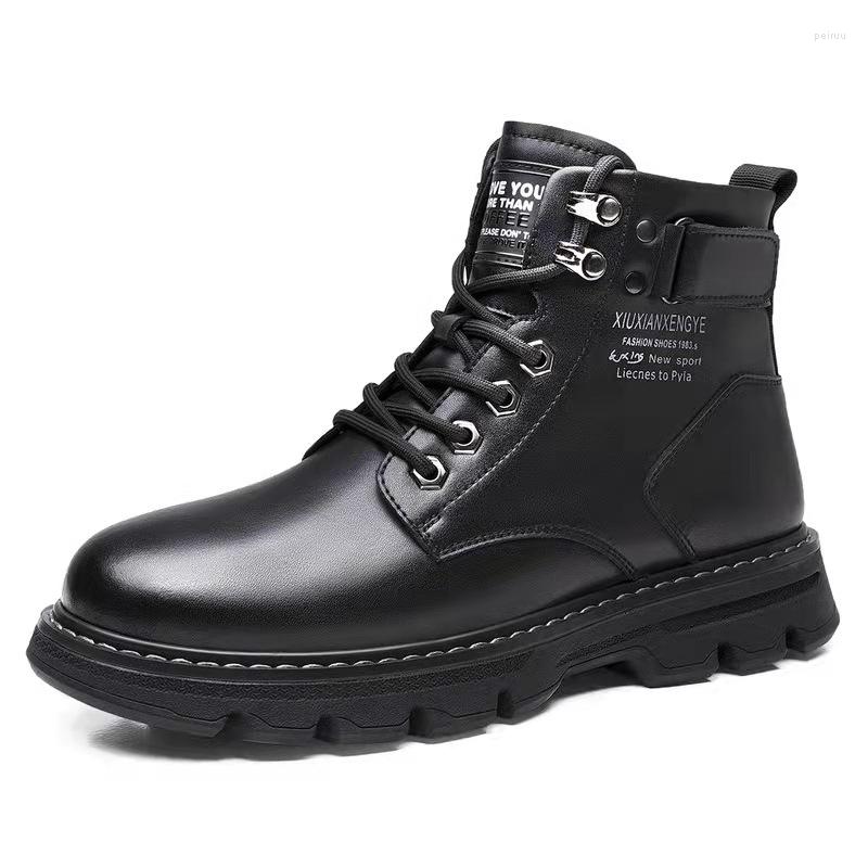 

Boots Men Autumn With Fur Winter Fashion Ankle Casual Man Snow Work Zapatos De Mujer, Black
