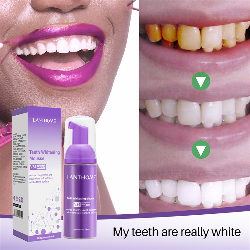 

V34 Teeth Whitening Mousse Color Corrector Removes And Fresh Breath Cleans The Stain Stains Tooth Whitening Oral Hygiene Toothpaste