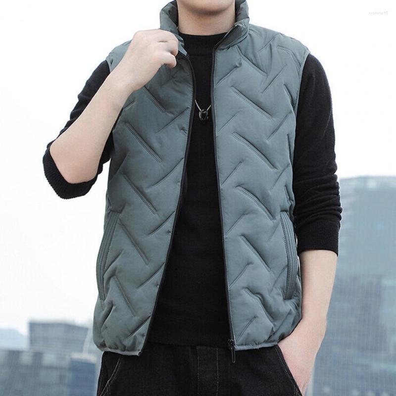 

Men's Vests Men Vest Stand Collar Washable Windproof Warm Pockets Waistcoat Coat Streetwear, Green