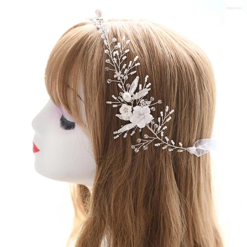 

Headpieces ZMHP344 Crystal Bridal Headwear Wedding Decorations Soft Clay Flowers Tiara Fascinator Hair Bands Accessories For Women