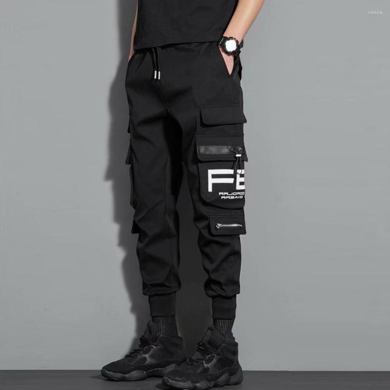 

Men's Pants Trendy Cargo Loose Dressing Autumn Relaxed Fit Drawstring, Black